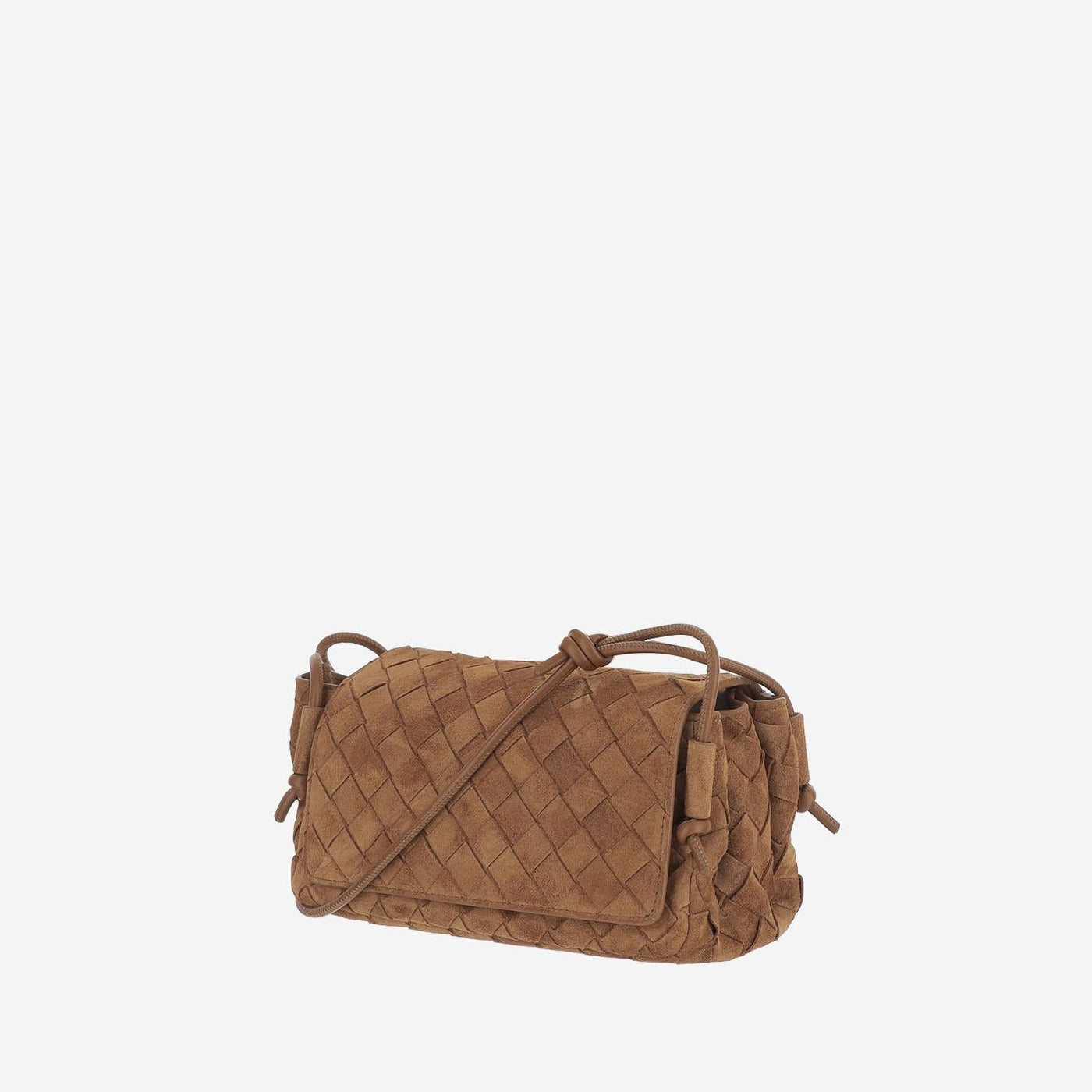 Bottega Veneta Quilted Suede Shoulder Bag — Brown Calf Skin