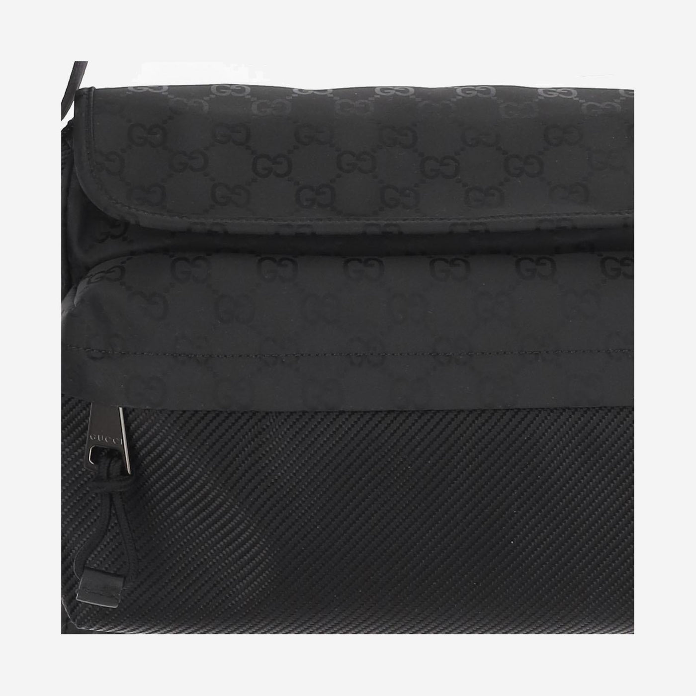Gucci Gg Monogram Nylon Shoulder Bag — Black Polyamide