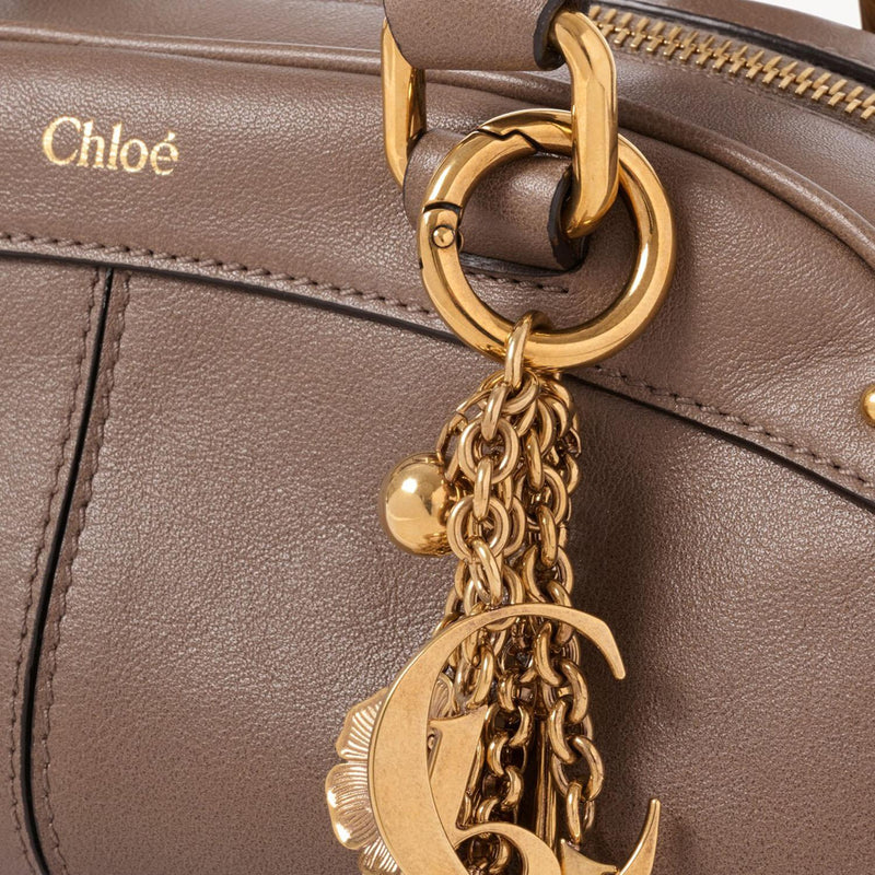 Chloé Soft Leather Bowling Shoulder Bag — Beige