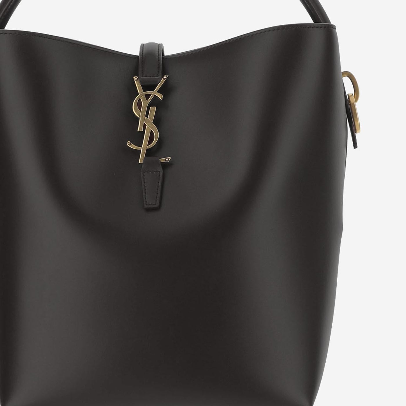 Saint Laurent Glossy Leather Shoulder Bag — Black
