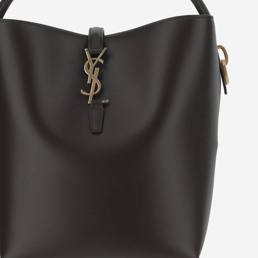 Saint Laurent Glossy Leather Shoulder Bag — Black