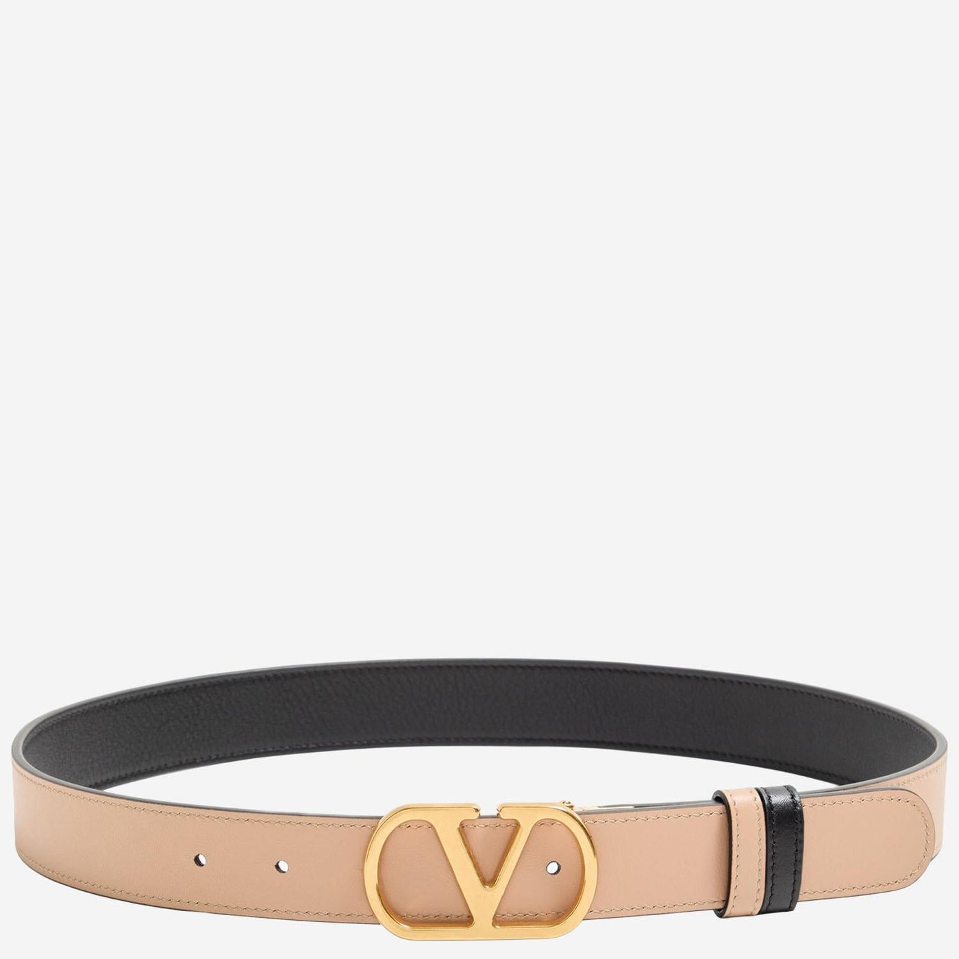 Valentino Garavani Vlogo Signature Leather Belt — Beige