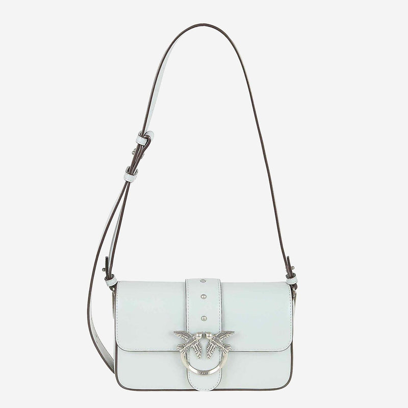 Pinko Love Birds Shoulder Bag — Gray Leather