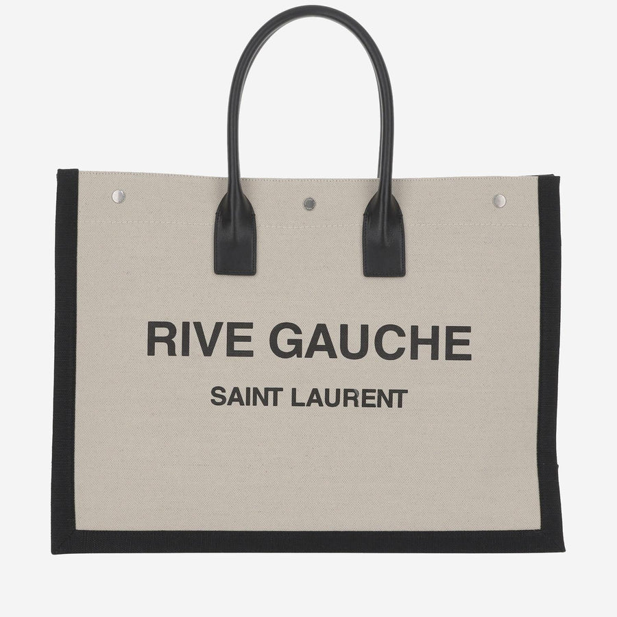Saint Laurent Rive Gauche Tote Bag — Beige Cotton