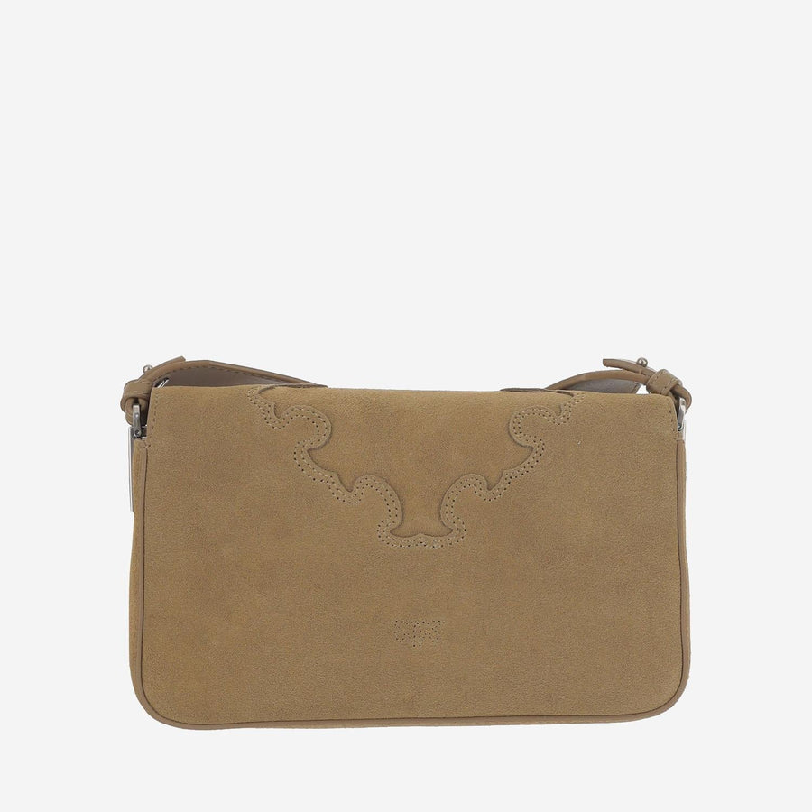 Pinko Love One Shoulder Bag — Beige Suede