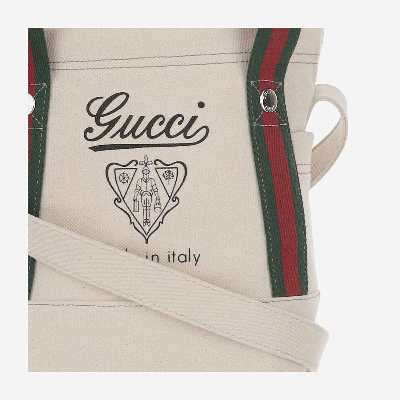 Gucci Logo-Printed Canvas Shoulder Bag — White Cotton
