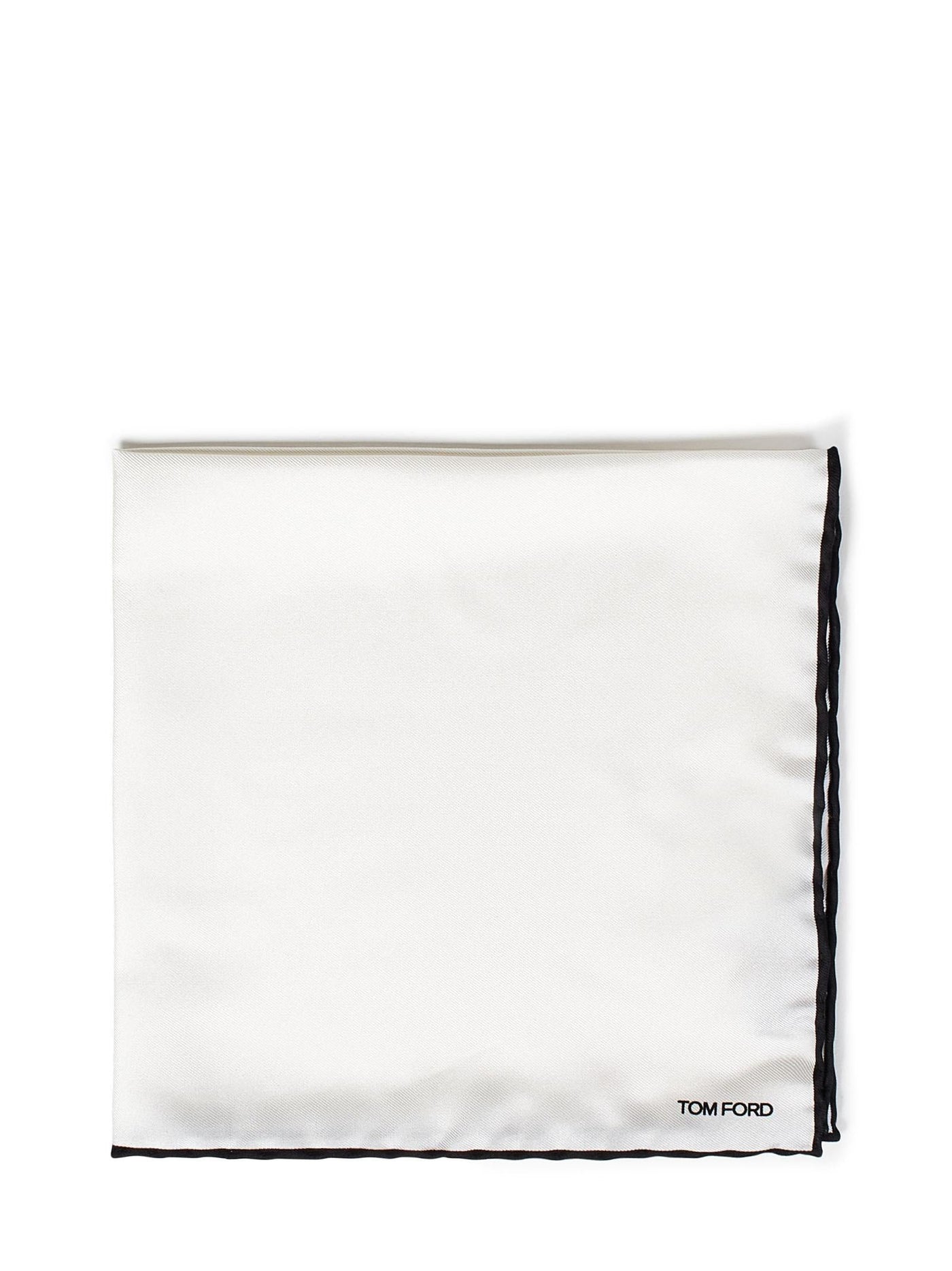Tom Ford Hand-Rolled Silk Pocket Square — White Scarfs