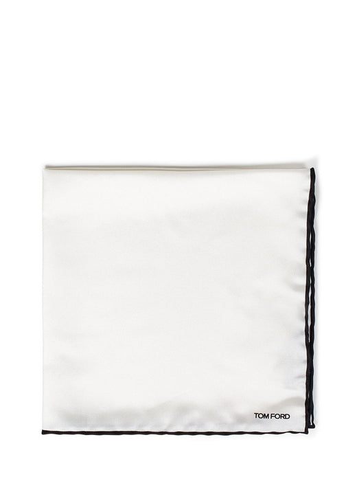 Tom Ford Hand-Rolled Silk Pocket Square — White Scarfs