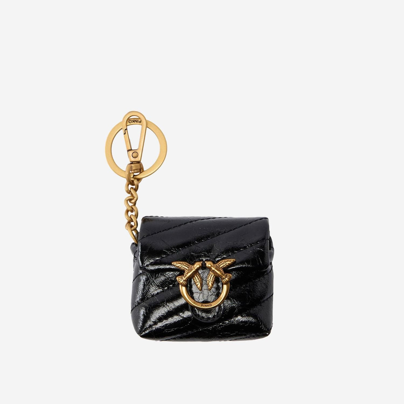 Pinko Quilted Calfskin Coin Purse — Black Leather Purses