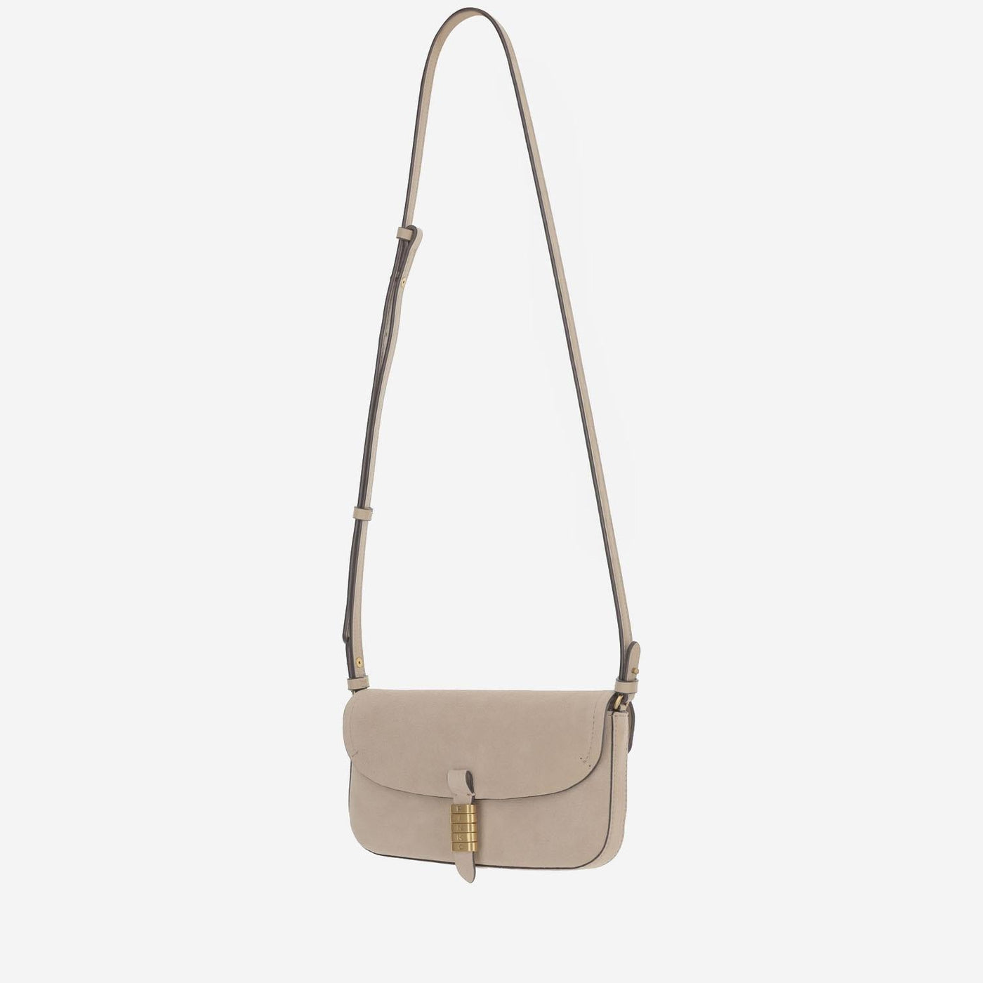 Pinko Suede Saddle Shoulder Bag — Beige