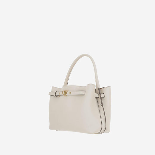 Tods Textured Calfskin Top Handle Bag — White