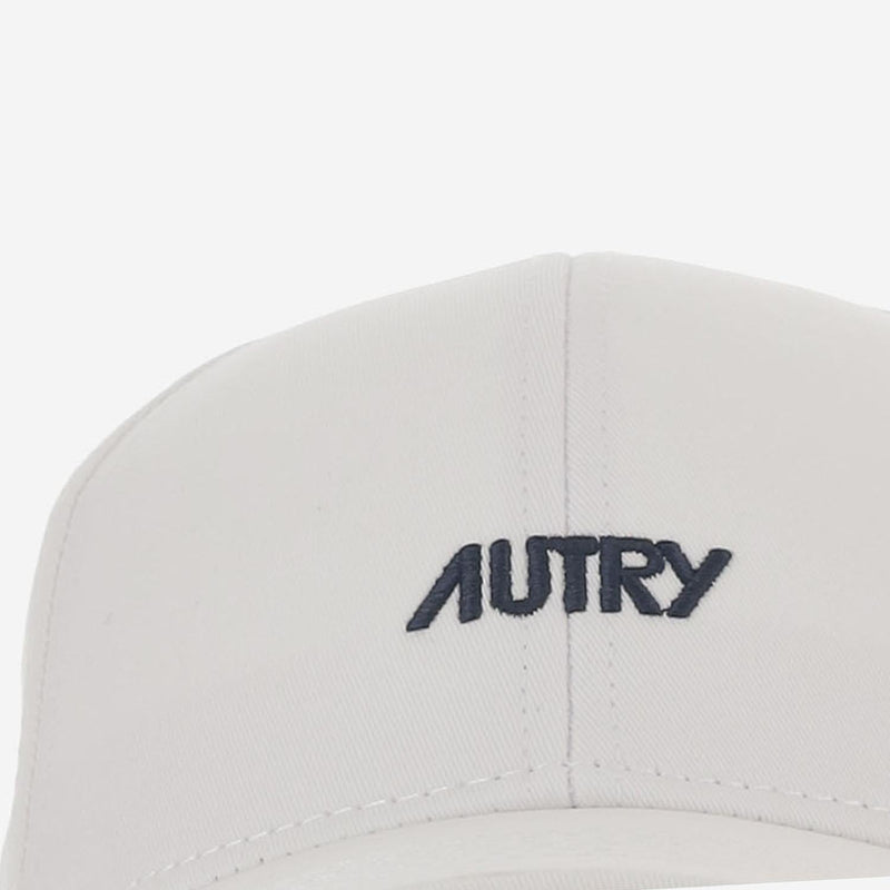 Autry Acpu063w Logo-Embroidered Cotton Baseball Cap — White Caps