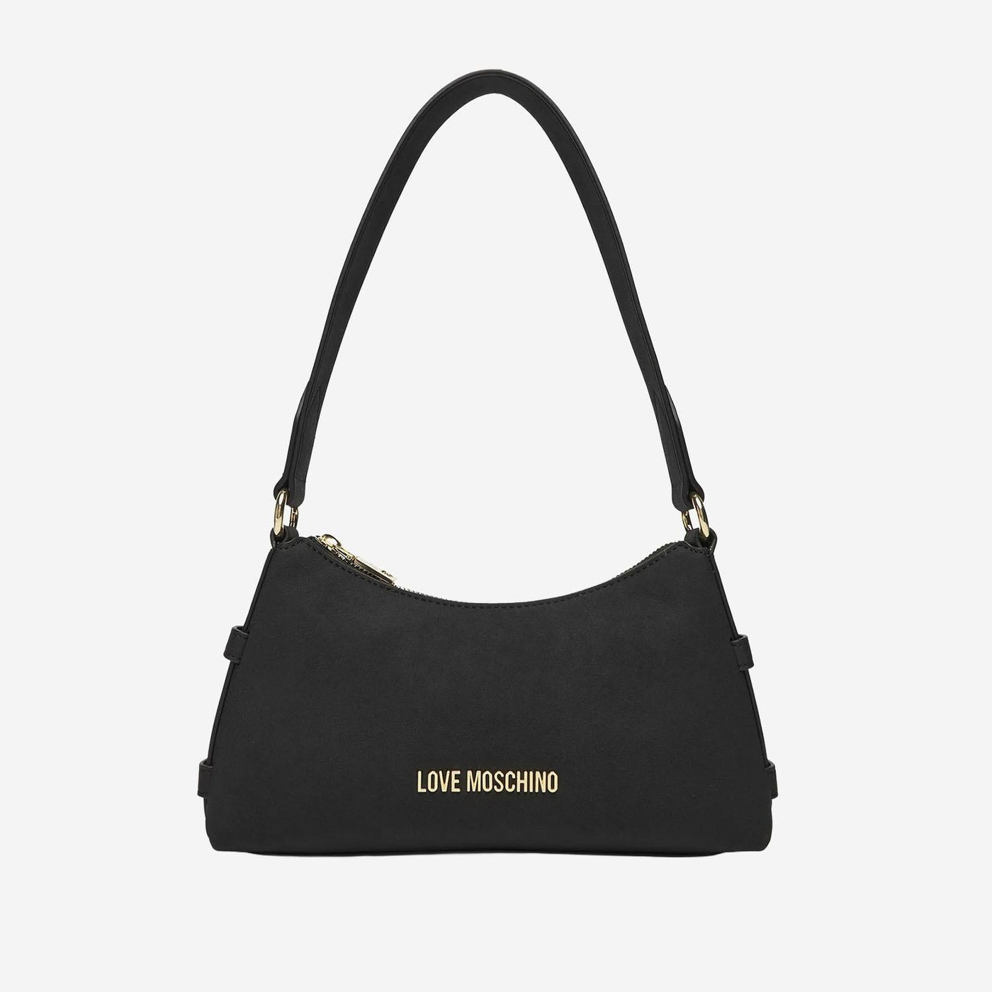 Love Moschino Logo-Embroidered Quilted Shoulder Bag — Black Polyurethane