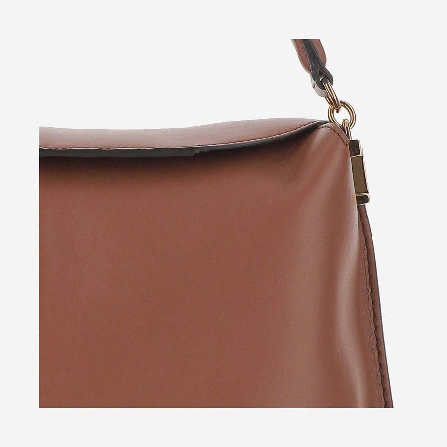 Tods Leather T-Detail Hobo Bag — Brown