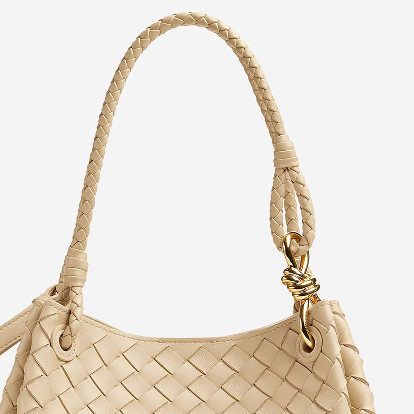 Bottega Veneta Andiamo Parachute Shoulder Bag — Beige Domesticated Lamb Leather