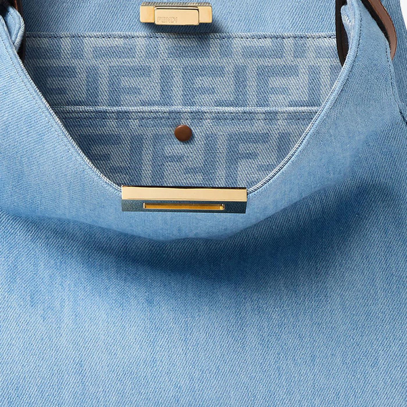Fendi Organic Cotton Denim Shoulder Bag — Blue