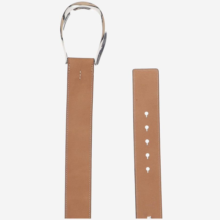 Polo Ralph Lauren Leather With Maxi Buckle Belt — Brown Cow