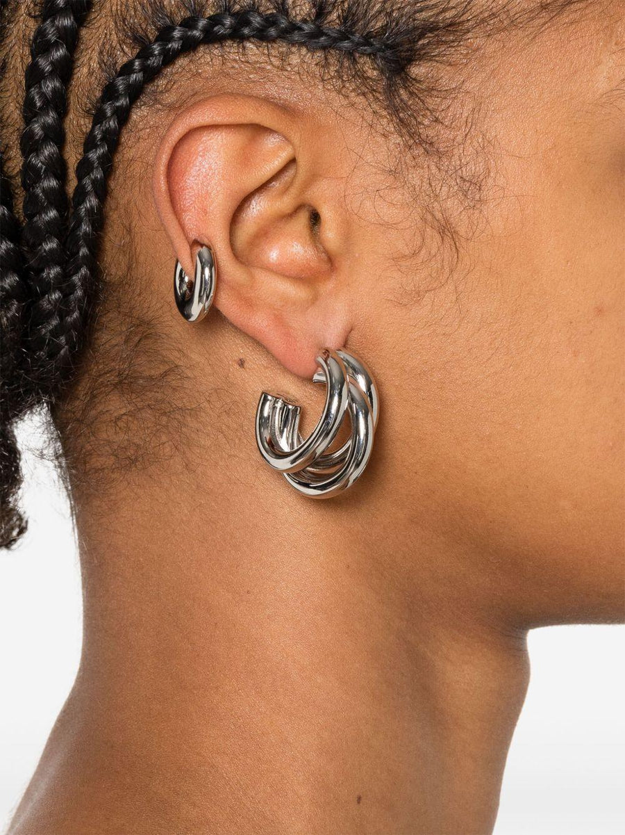 Rabanne Half-Circle Silhouette Earrings — Silver Brass