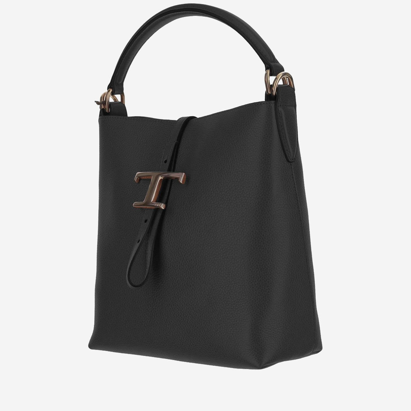 Tods Leather Bucket Shoulder Bag — Black Calf