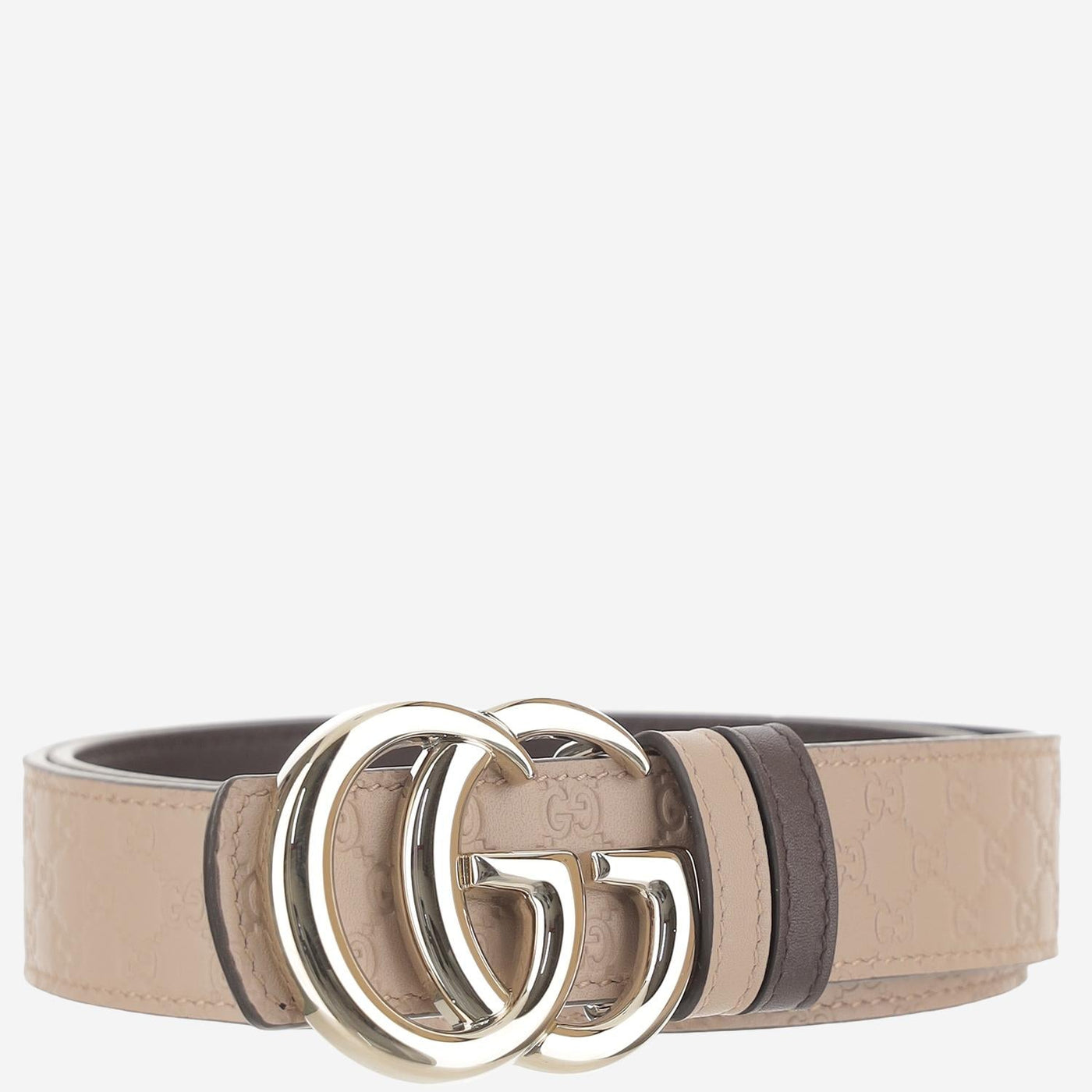 Gucci Reversible Leather With Gg Motif Belt — Beige