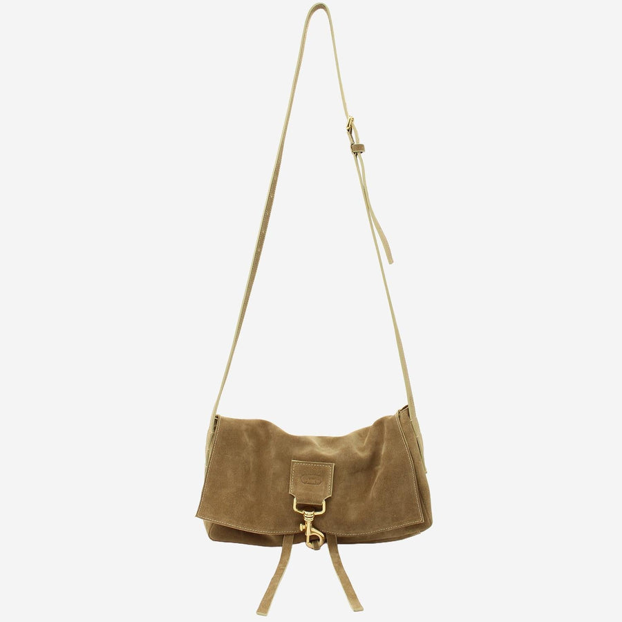 Radica Studio Suede Shoulder Bag — Beige
