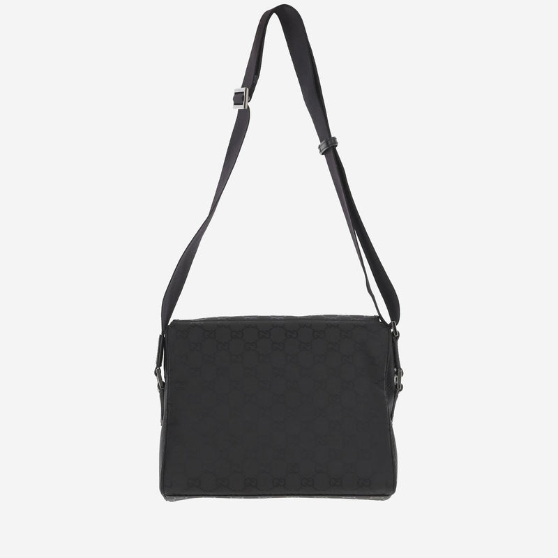 Gucci Gg Monogram Nylon Shoulder Bag — Black Polyamide