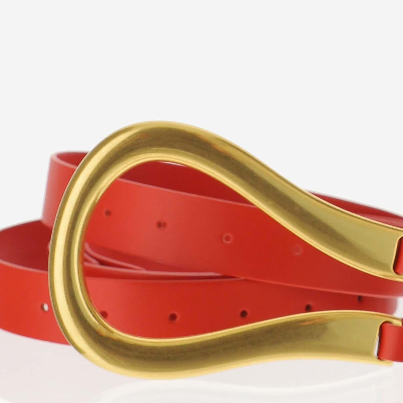 Bottega Veneta Calfskin With Horseshoe Buckle Belt — Red