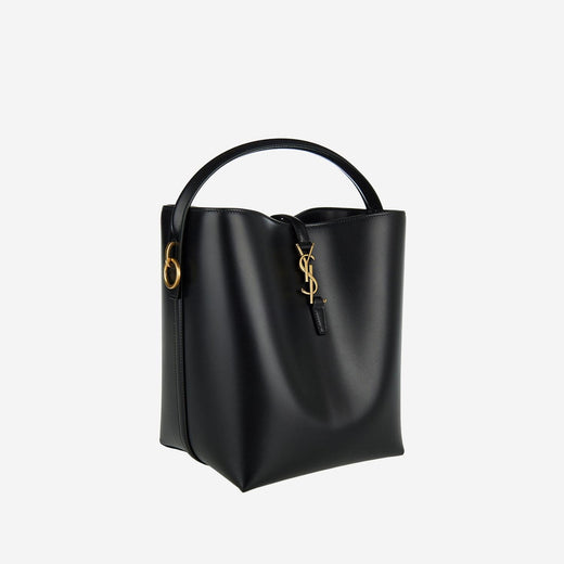 Saint Laurent Calfskin Leather Top Handle Bag — Black