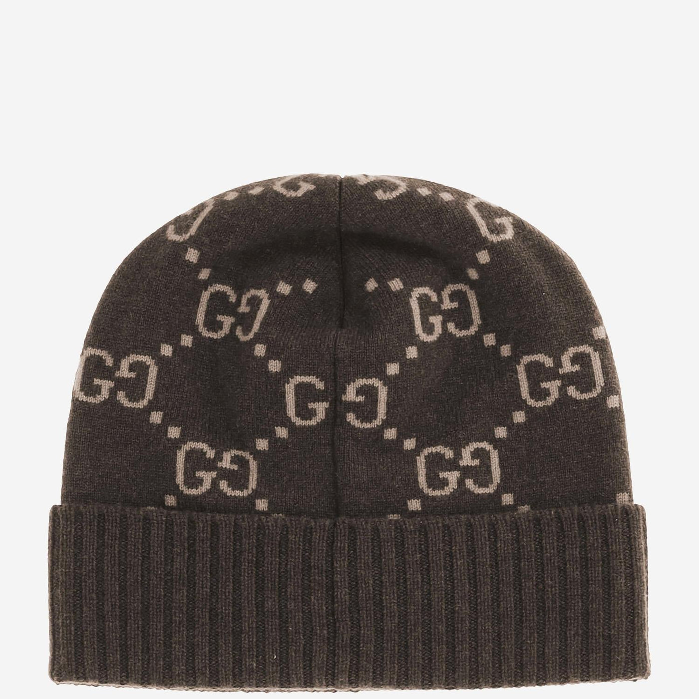 Gucci 811392 Gg Cashmere Beanie — Brown Beanies