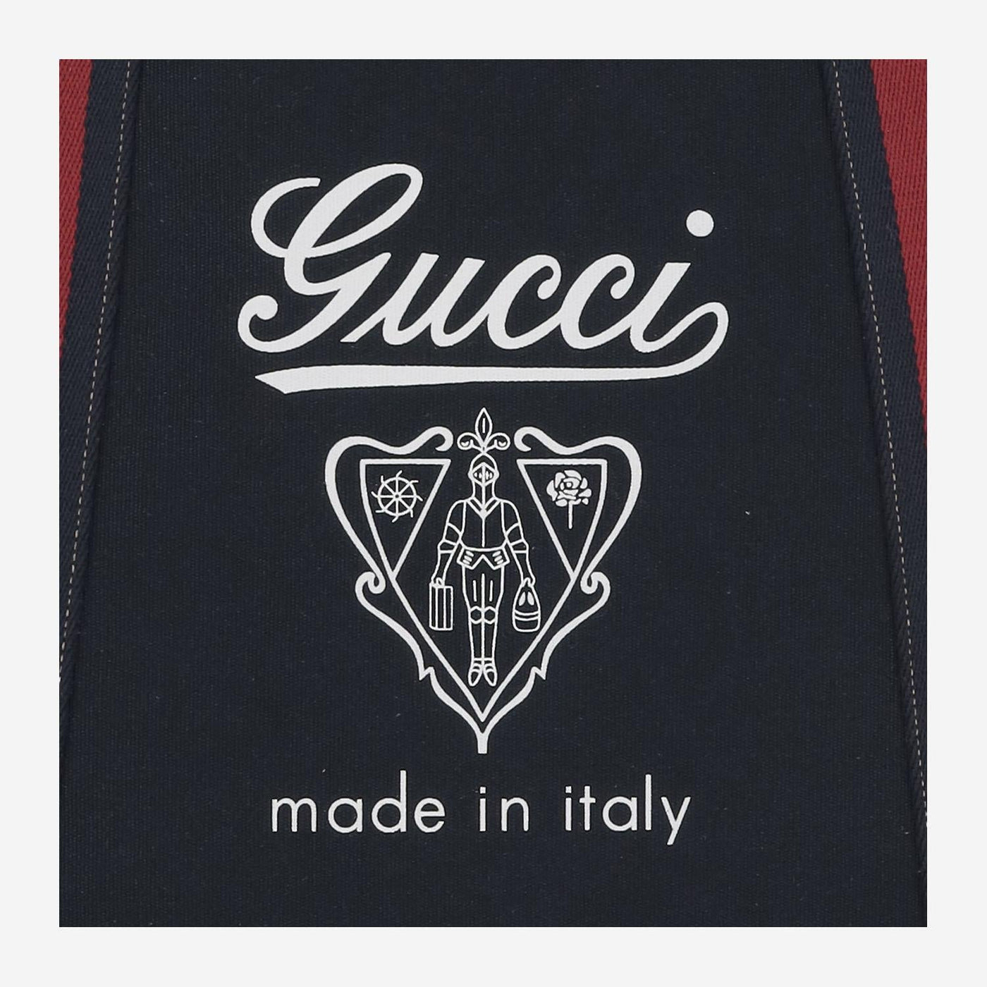 Gucci Logo-Printed Cotton Canvas Shoulder Bag — Navy
