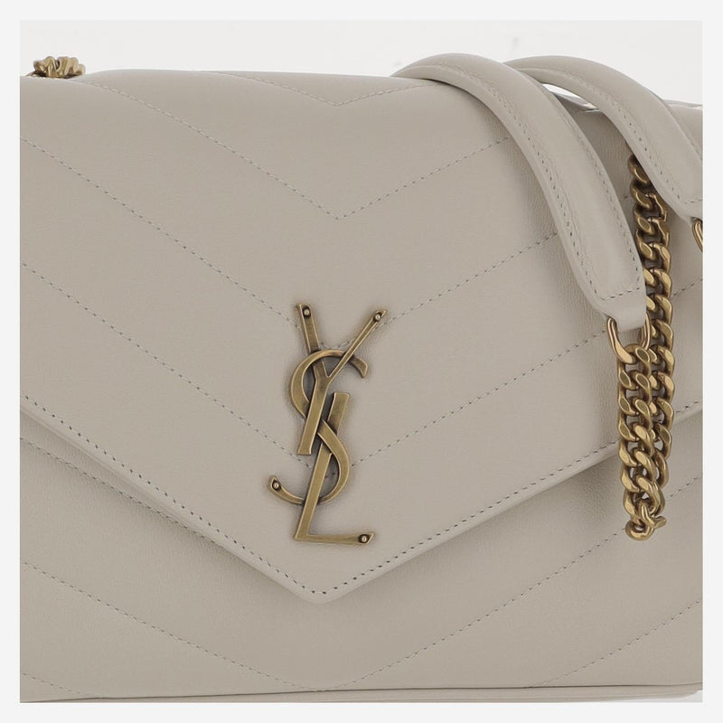 Saint Laurent Quilted Lambskin Shoulder Bag — White Leather
