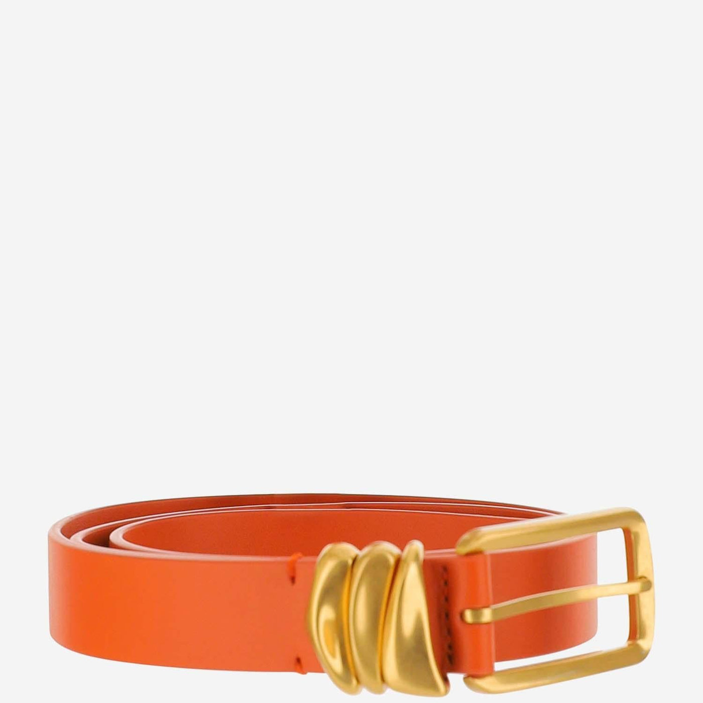 Bottega Veneta Metal Loop Belt — Orange Leather
