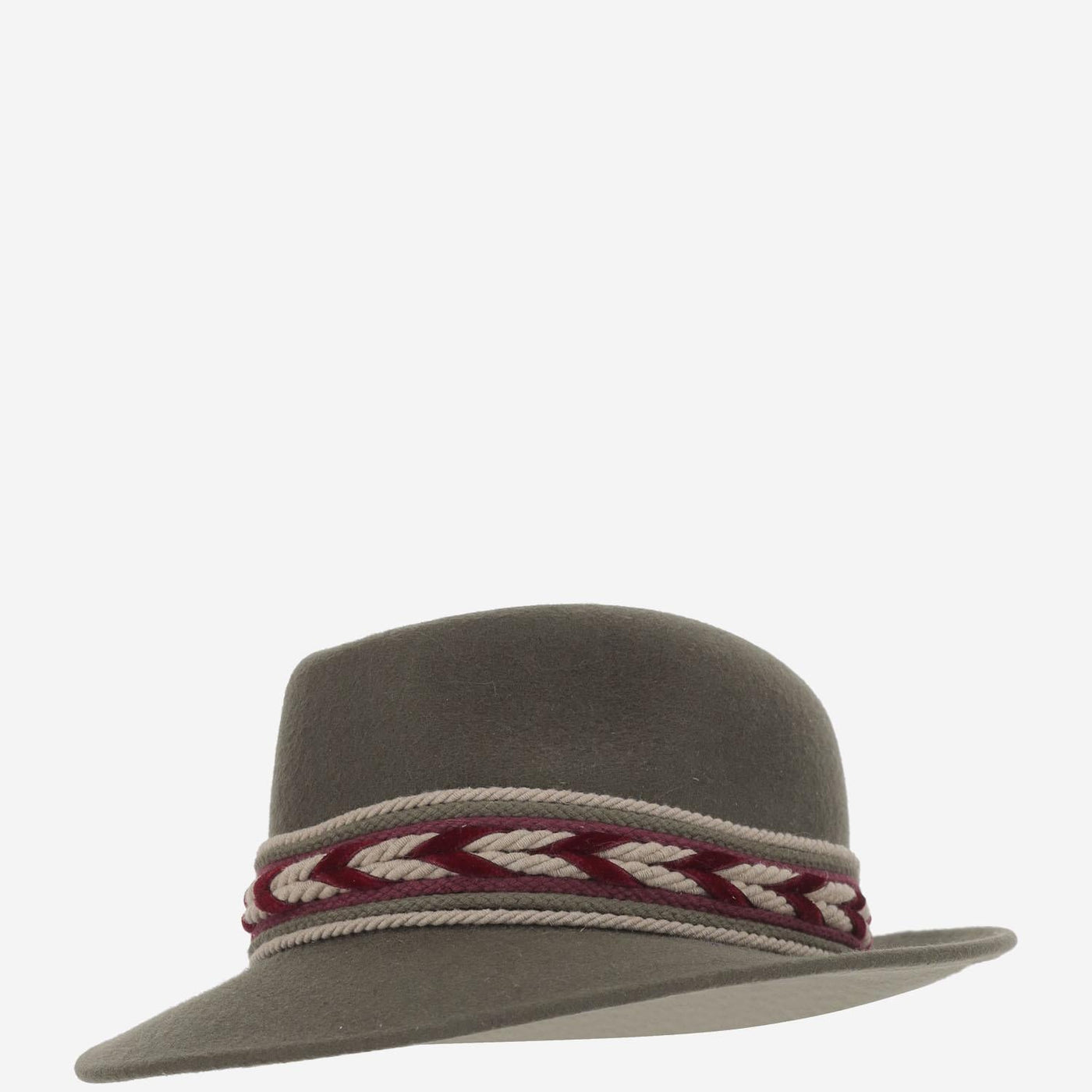 Alexia Alvarez De Toledo Greenhatbordeauxribbon Fedora Hat — Gray Wool Fedoras