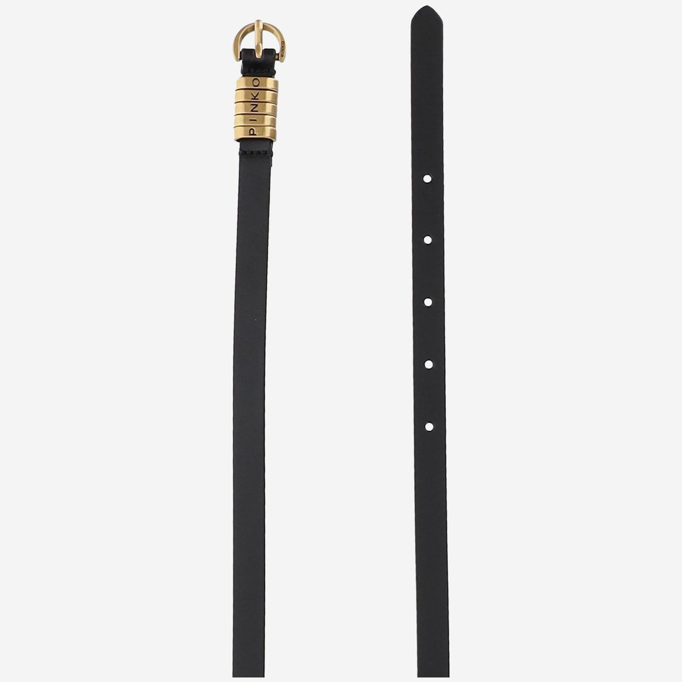 Pinko Logo Buckle Leather Belt — Black