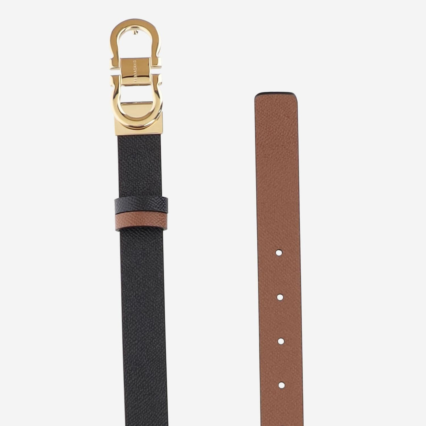 Ferragamo Leather Color-Block Belt — Black