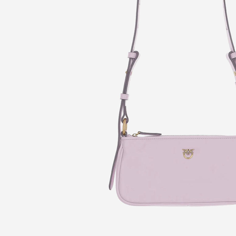 Pinko Calfskin Leather Baguette Mini Bag — Pink
