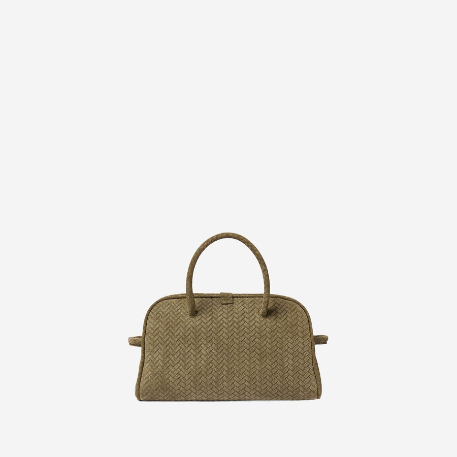 Jacquemus Herringbone Calfskin Shoulder Bag — Khaki Кожи Теленка