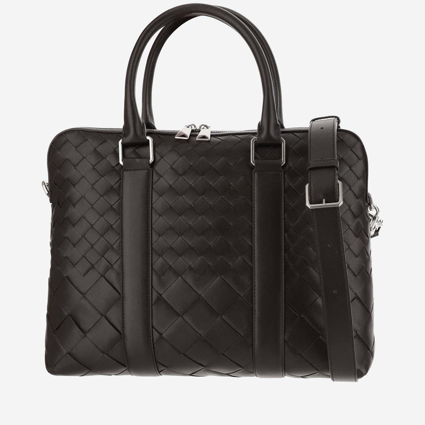 Bottega Veneta Top Handle Bag — Silver Calfskin