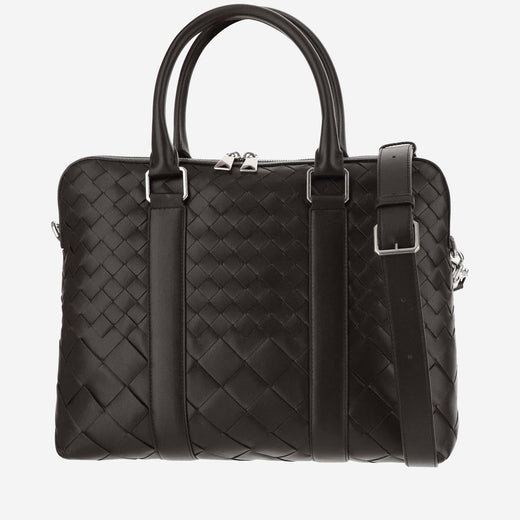 Bottega Veneta Top Handle Bag — Silver Calfskin