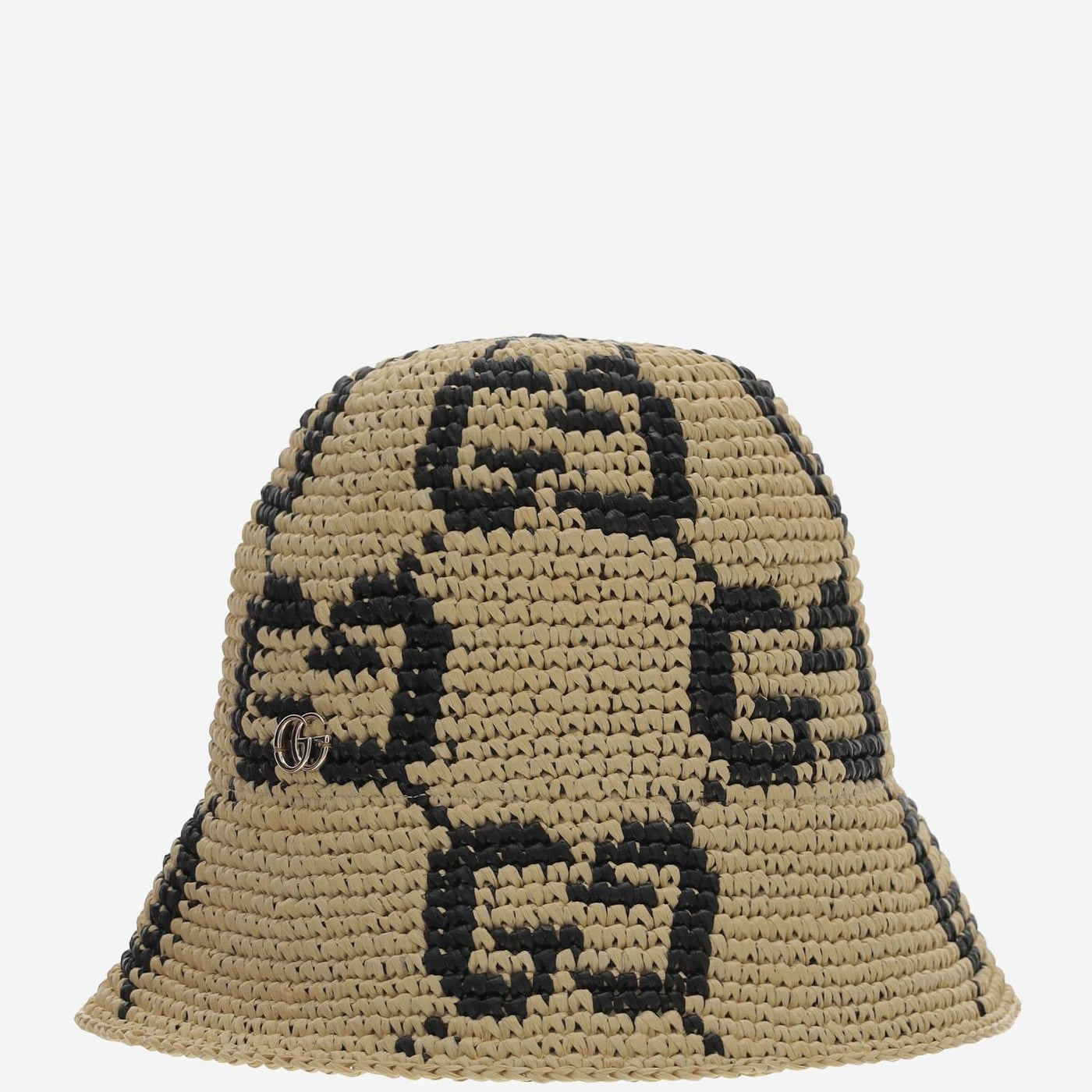 Gucci 795001 Gg Jacquard Raffia Bucket Hat — Beige Viscose