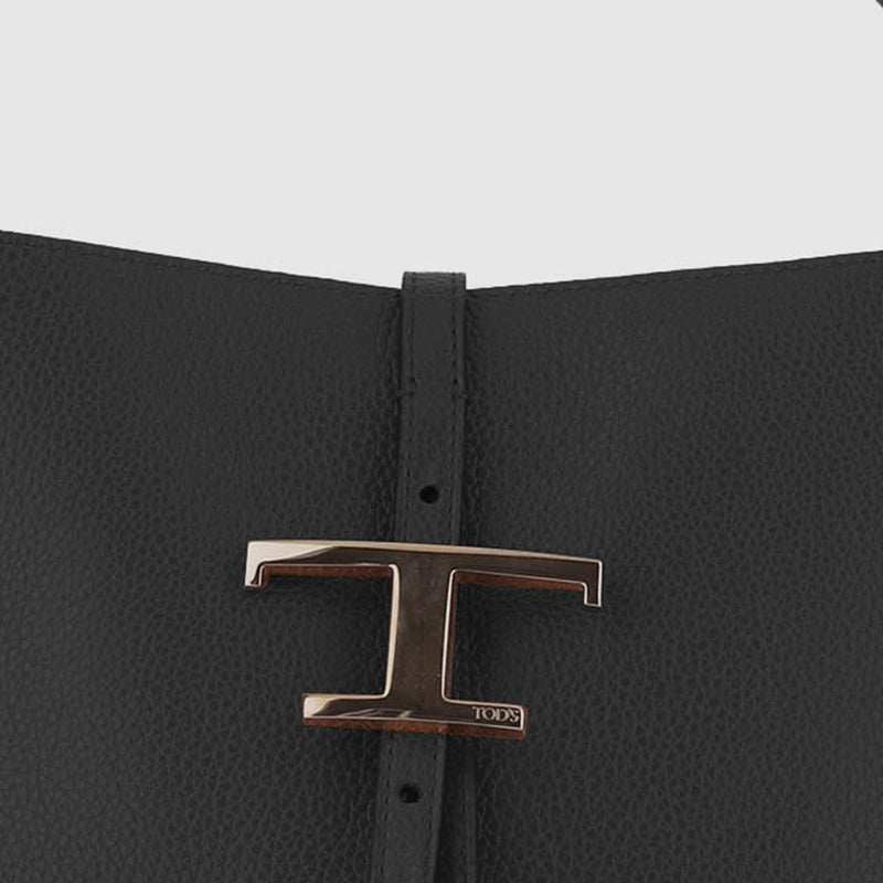 Tods Leather Bucket Shoulder Bag — Black Calf