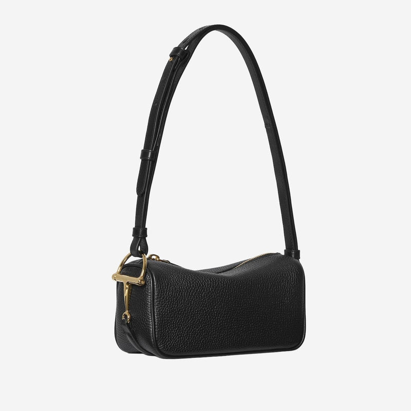 Gucci Half Horsebit Shoulder Bag — Black Leather