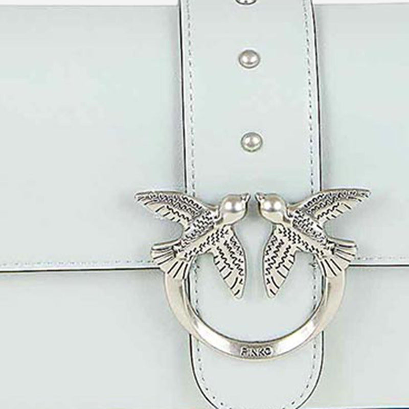 Pinko Love Birds Shoulder Bag — Gray Leather