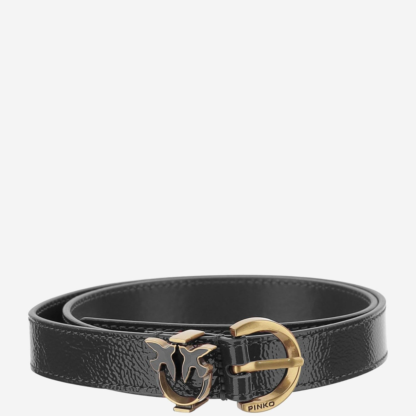 Pinko Logo Leather Belt — Black