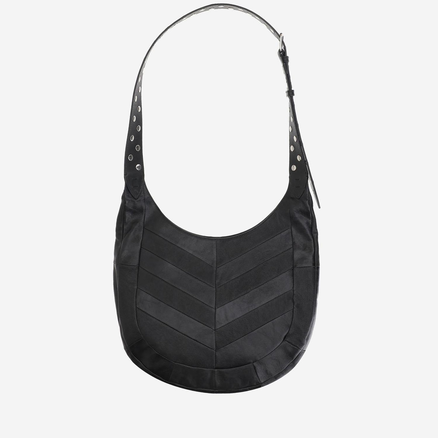 Valentino Garavani Chevron Nappa Hobo Bag — Black Leather