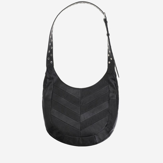 Valentino Garavani Chevron Nappa Hobo Bag — Black Leather