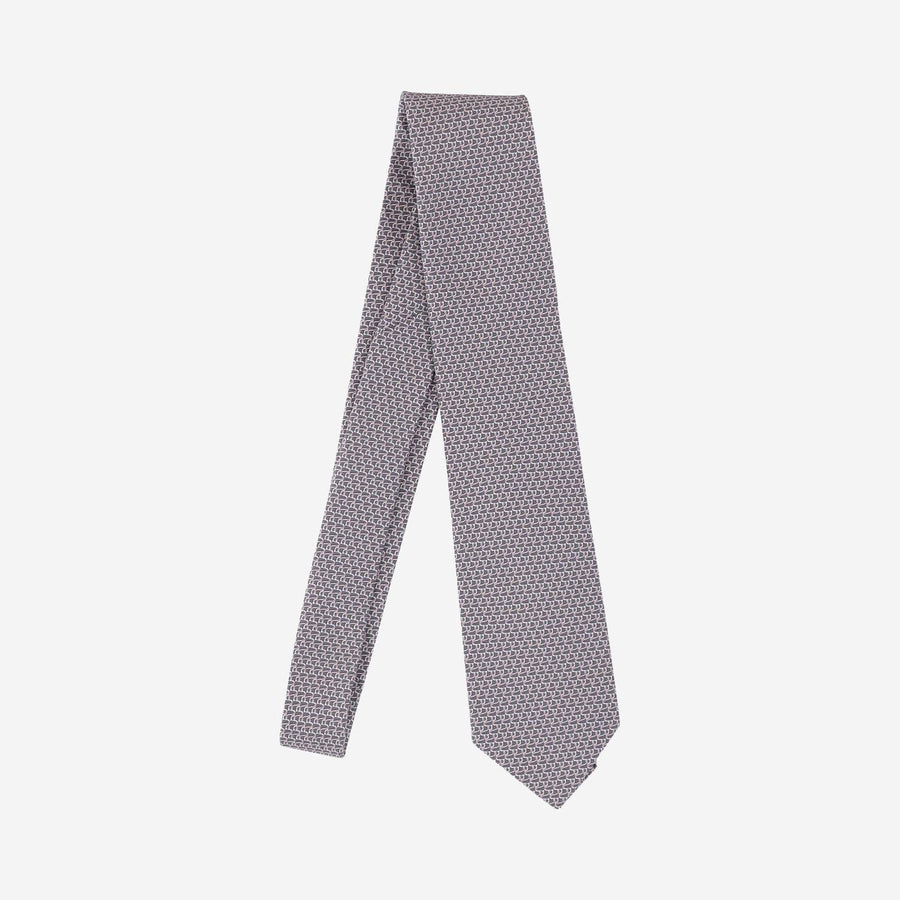Ferragamo Geometric Silk Necktie — Gray Neckties