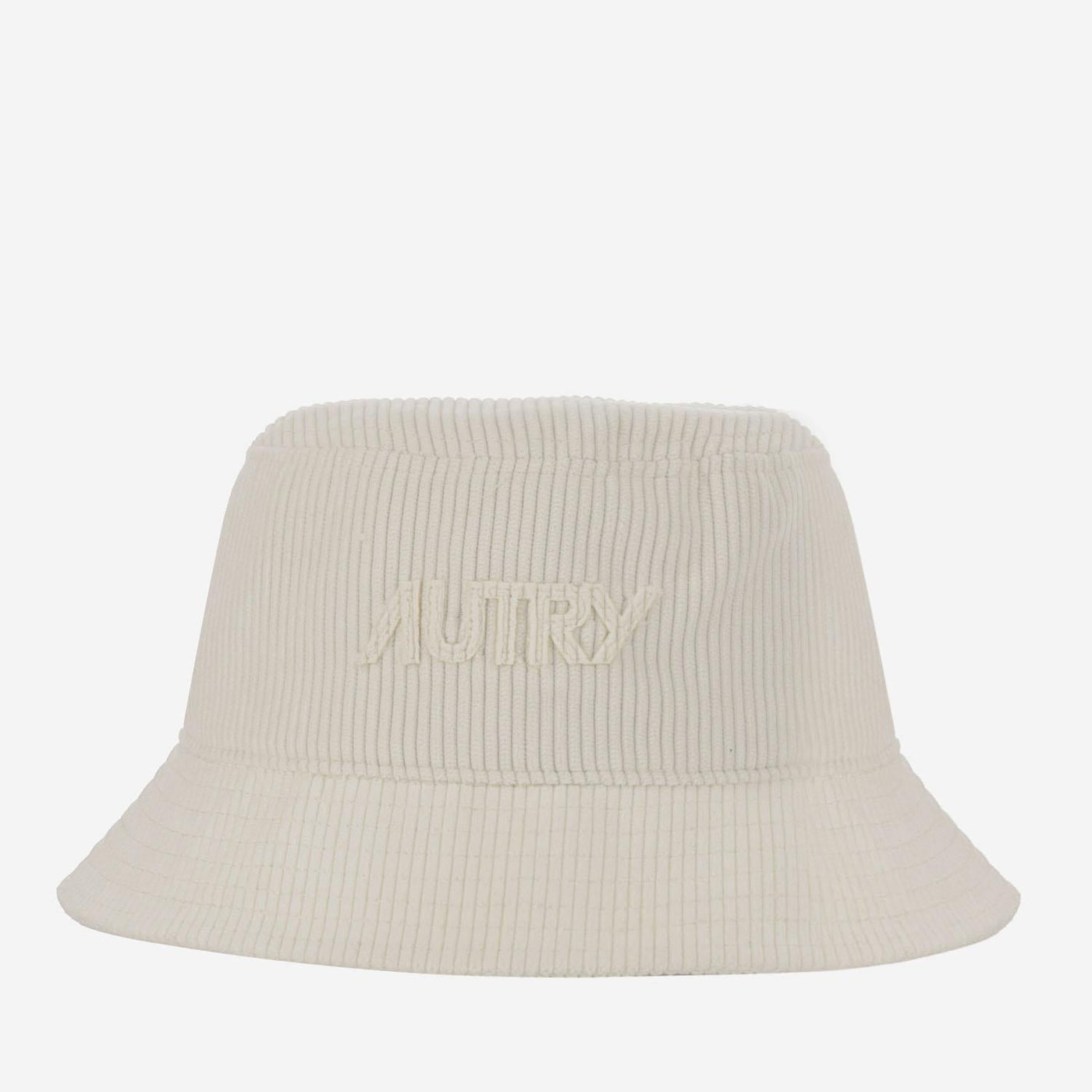 Autry Acpur2uc Ribbed Knit Logo Bucket Hat — White Polyester