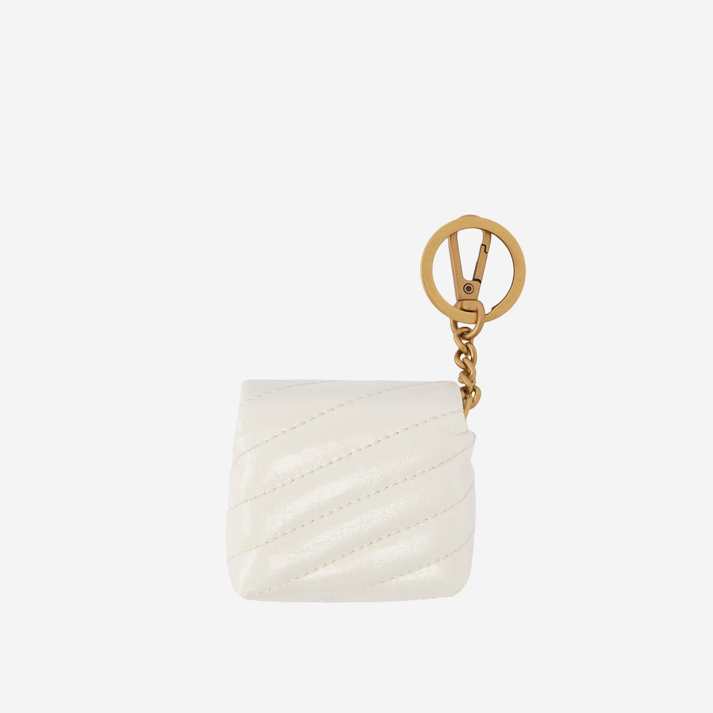 Pinko Quilted Calfskin Card Case — White Leather Cases