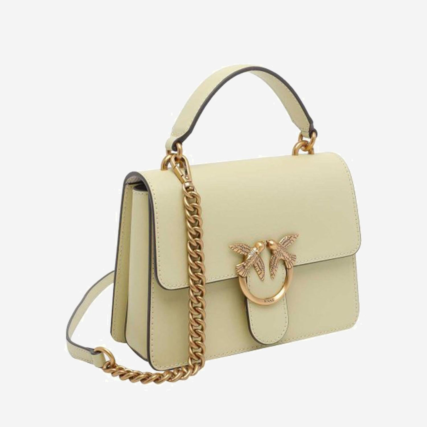 Pinko Calfskin Leather Shoulder Bag — Yellow